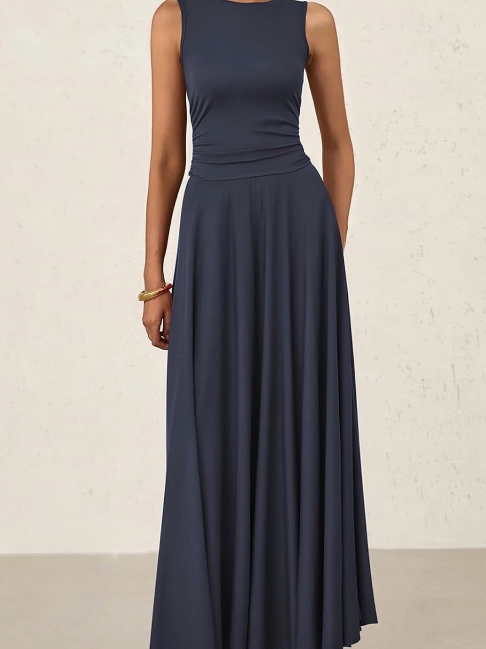 Amazon PrettyGarden Sleeveless Navy Maxi Dress, Small